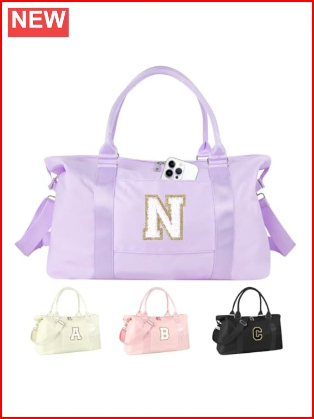 Personalized Initial Duffel Bag - Gym Travel Weekender Carry On